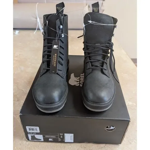 Sorel Hi-Line Lace Waterproof Boots Women’s Size 6 Black Waterproof New With Box - Picture 3 of 10